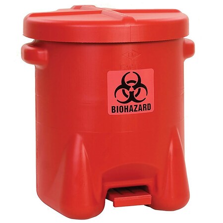 14 Gallon Safety Biohazardous Waste Can, Red -  EAGLE MFG, 947BIO